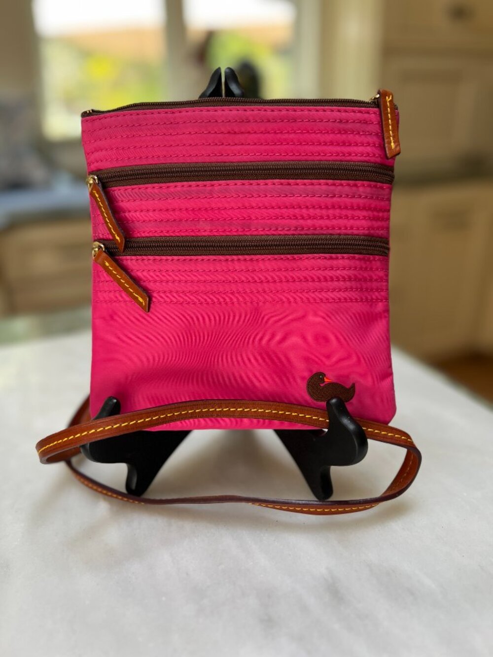 Dooney & Bourke Triple Zip Pink Nylon Crossbody Bag - Picture 7 of 7